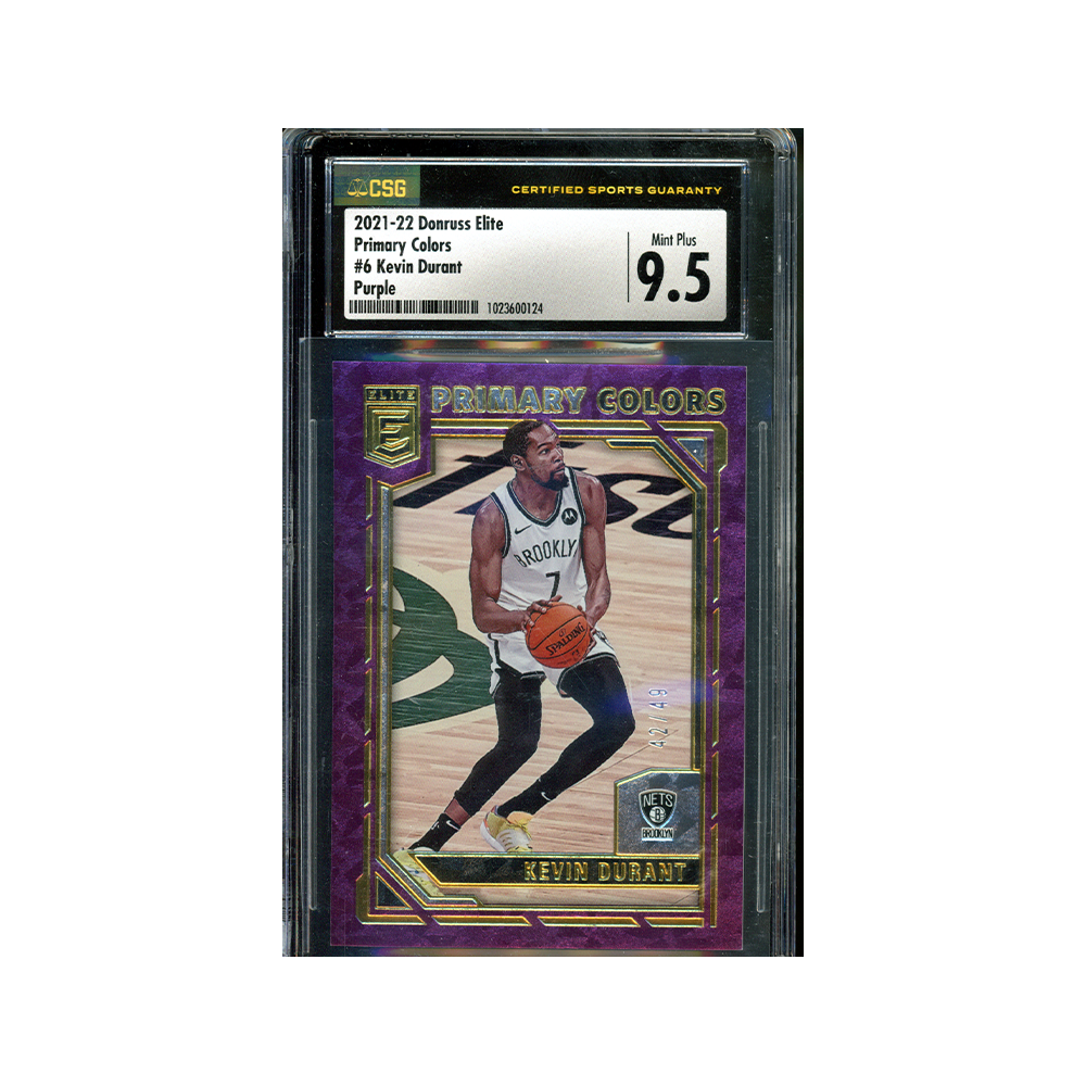 Kevin Durant 2021-22 Panini Donruss Elite Basketball Primary Colors Purple /49 CSG 9.5