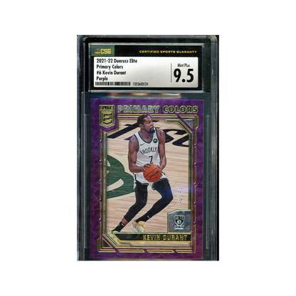 Kevin Durant 2021-22 Panini Donruss Elite Basketball Primary Colors Purple /49 CSG 9.5