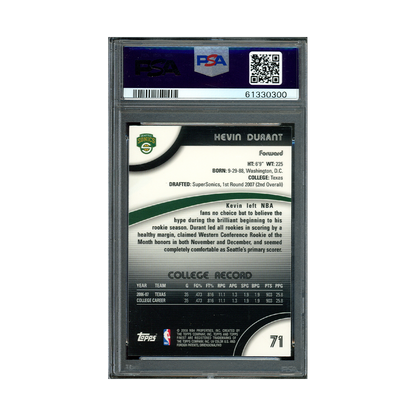 Kevin Durant 2007 Finest Rookie PSA 9