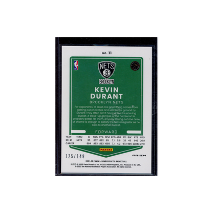 Kevin Durant 2021-22 Panini Donruss Optic Basketball Lime Green /149