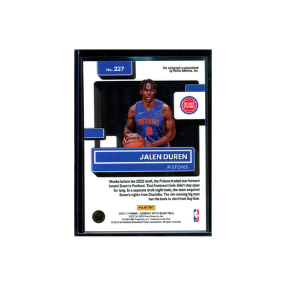 Jalen Duren 2022-23 Panini Donruss Optic Basketball Rated Rookie Auto