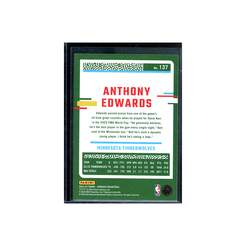 Anthony Edwards 2023-24 Panini Donruss Basketball Press Proof /199