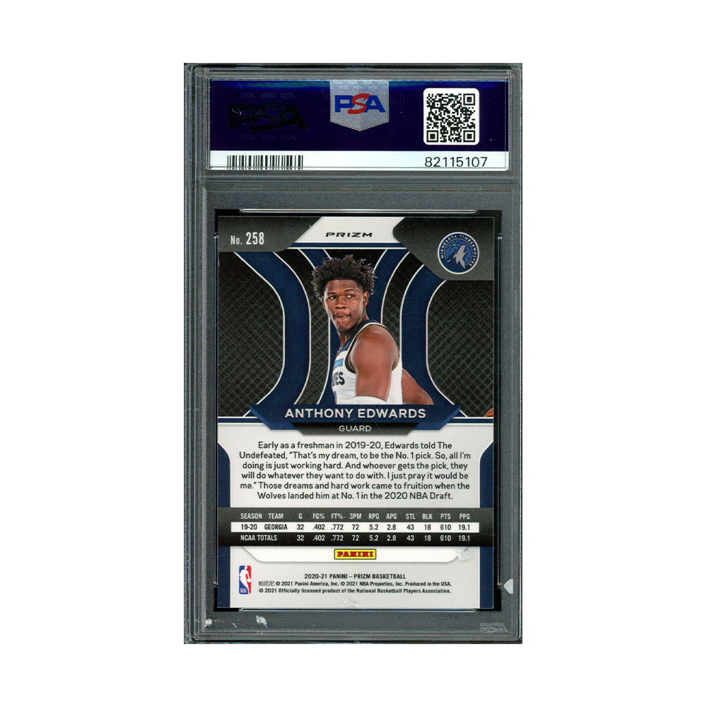 Anthony Edwards 2020-21 Panini Prizm Basketball Ruby Wave Prizm Rookie PSA 9