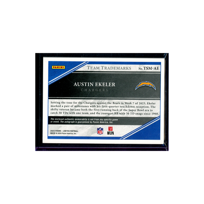 Austin Ekeler 2023 Panini Limited Football Team Trademarks Patch Auto /49