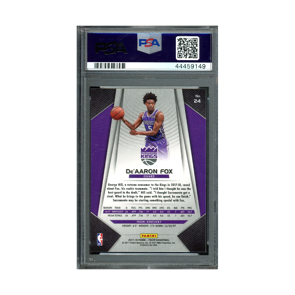 De'Aaron Fox 2017-18 Panini Prizm Basketball Rookie PSA 10