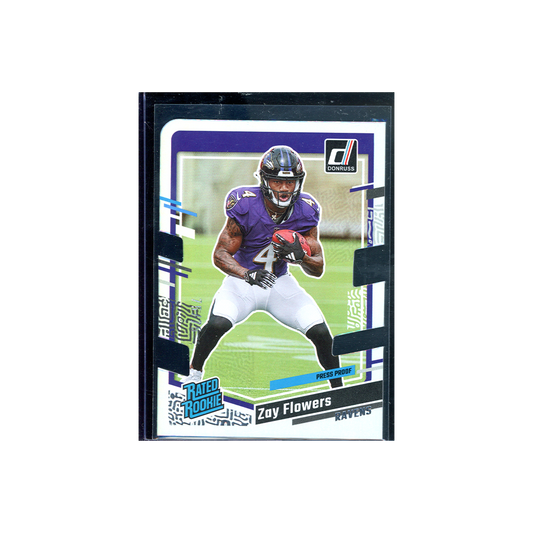 Zay Flowers 2023 Panini Donruss Football Rated Rookie Die-Cut Press Proof /75