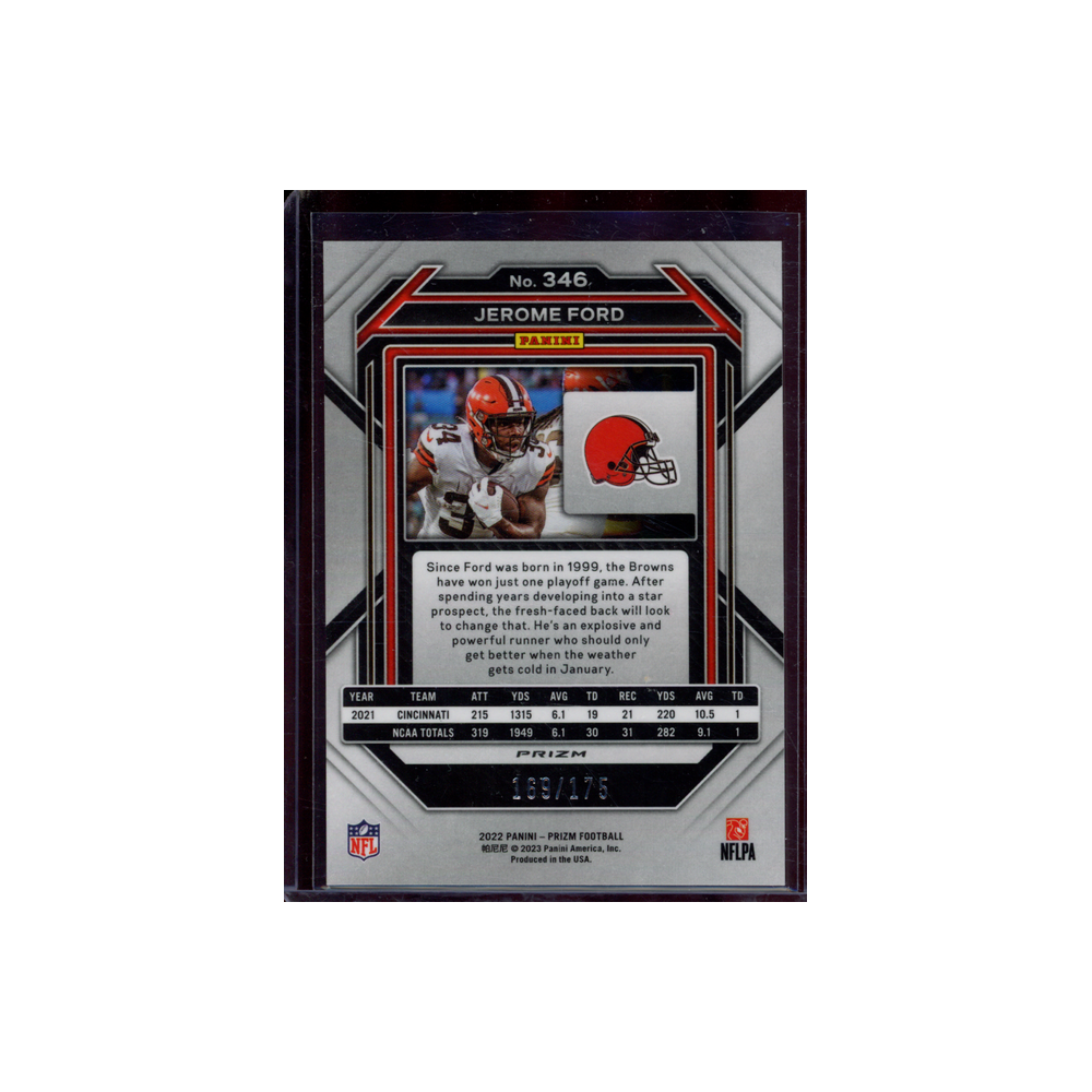 Jerome Ford 2022 Panini Prizm Football Rookie Hyper /175