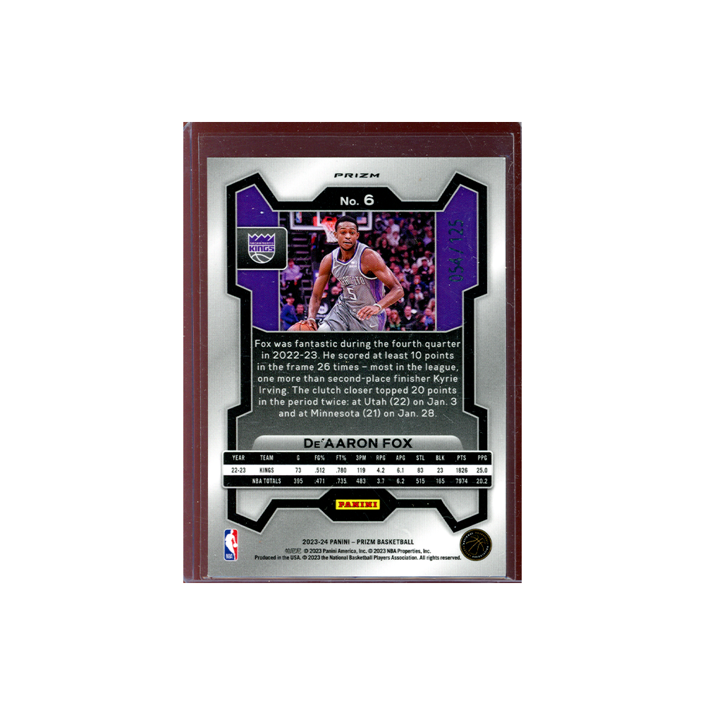 De'Aaron Fox 2023-24 Panini Prizm Basketball Blue Ice /125