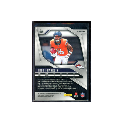 Troy Franklin 2024 Panini Prizm Football Rookie Silver Prizm Auto