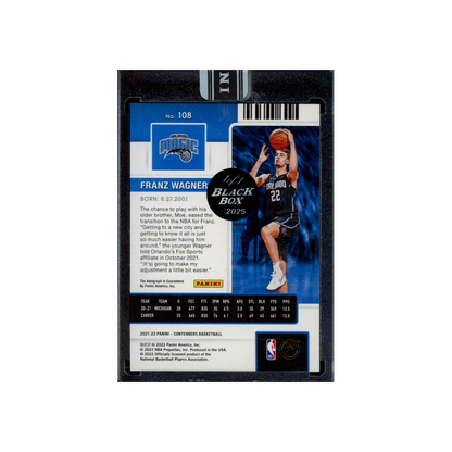 Franz Wagner 2021-22 Panini Contenders Basketball Rookie Ticket Cracked Ice Black Box 1/1