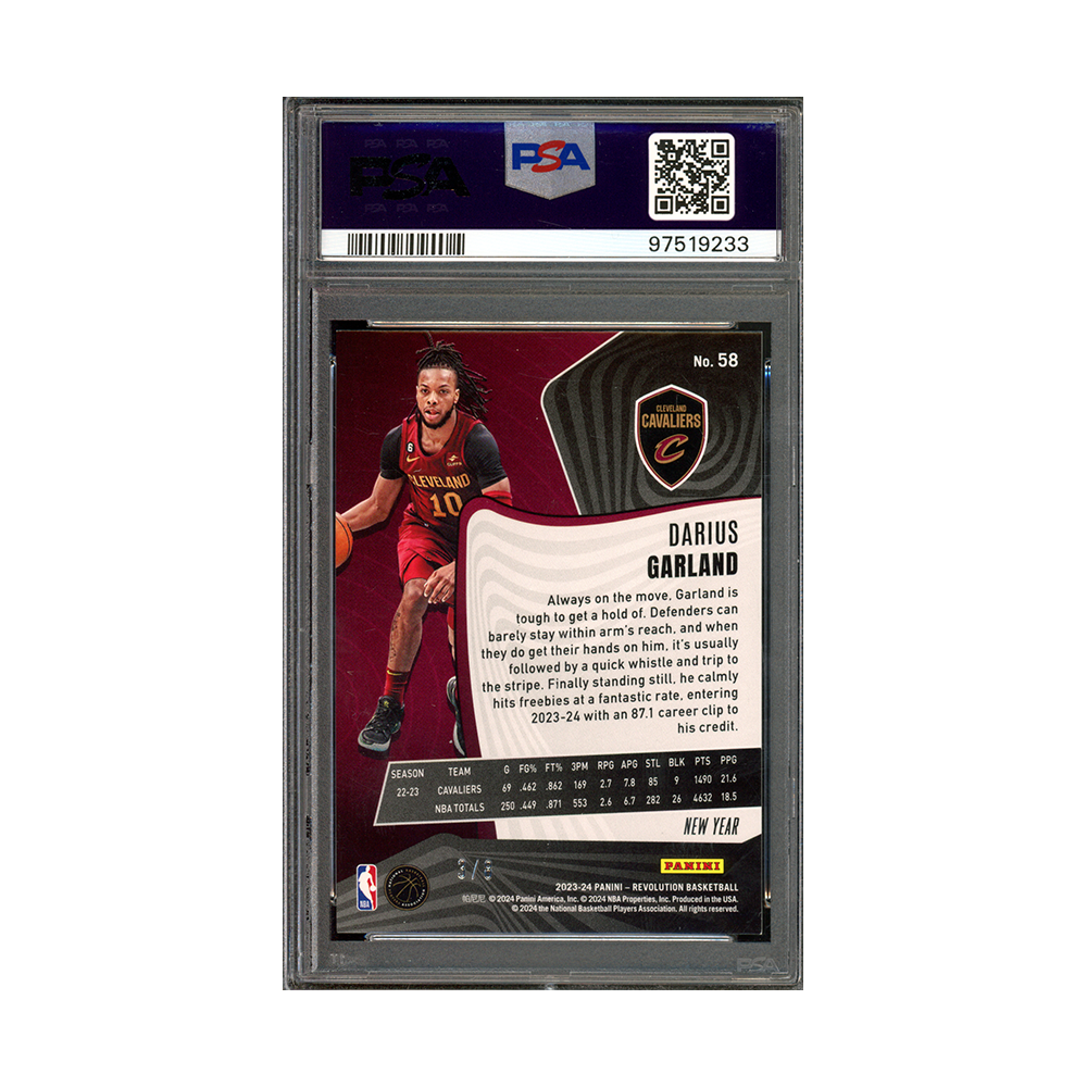 Darius Garland 2023-24 Panini Revolution Basketball Chinese New Year Holo Gold /8 PSA 9