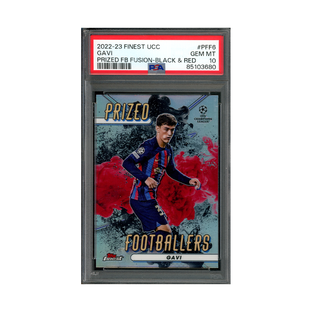 Gavi 2022-23 Finest UCC Prized Footballers Fusion Black & Red PSA 10