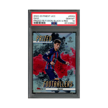 Gavi 2022-23 Finest UCC Prized Footballers Fusion Black & Red PSA 10