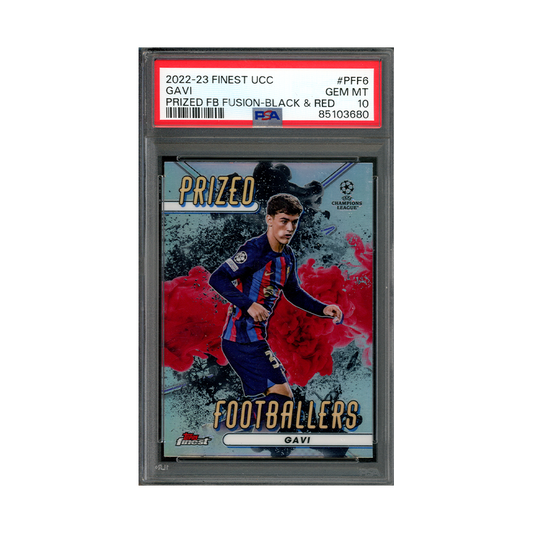 Gavi 2022-23 Finest UCC Prized Footballers Fusion Black & Red PSA 10