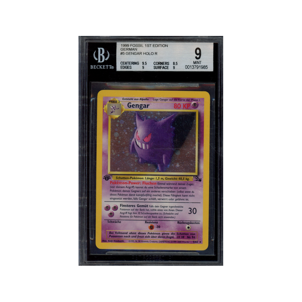 Gengar Holo R 1999 Fossil 1st Edition German BGS 9