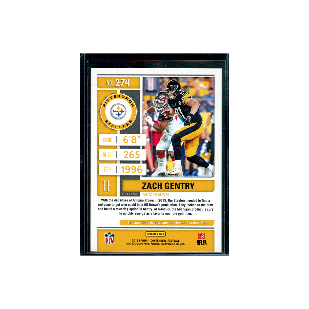 Zach Gentry 2019 Panini Contenders Football Rookie Ticket Auto