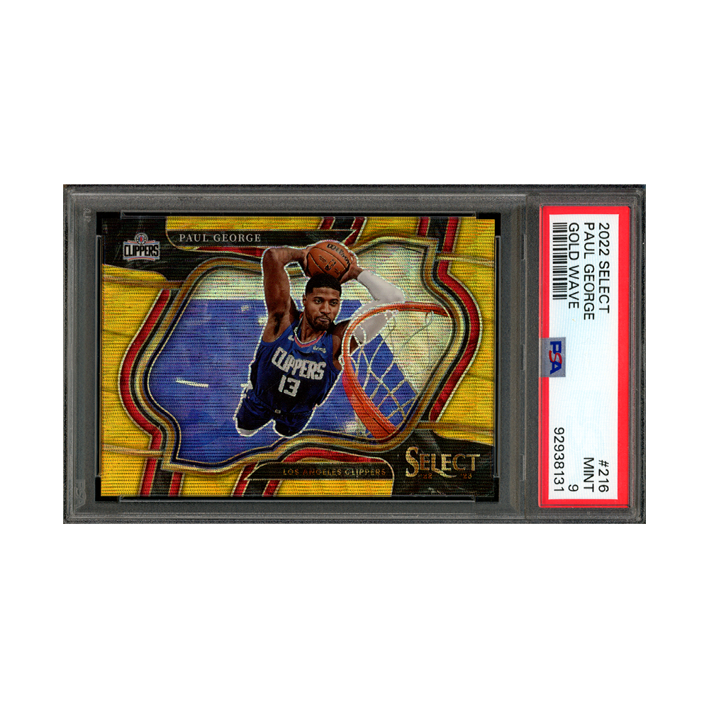 Paul George 2022 Panini Select Basketball Courtside Gold Wave /10 PSA 9