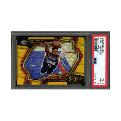 Paul George 2022 Panini Select Basketball Courtside Gold Wave /10 PSA 9