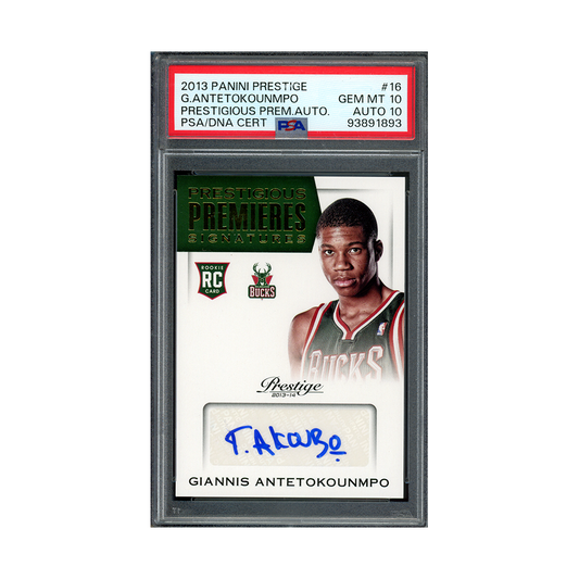 Giannis Antetokounmpo 2013-14 Panini Prestige Basketball Prestigious Premieres Signatures Rookie Auto PSA 10/10