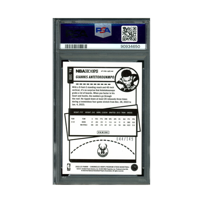 Giannis Antetokounmpo 2022 Panini Chronicles Basketball Red /149 PSA 10