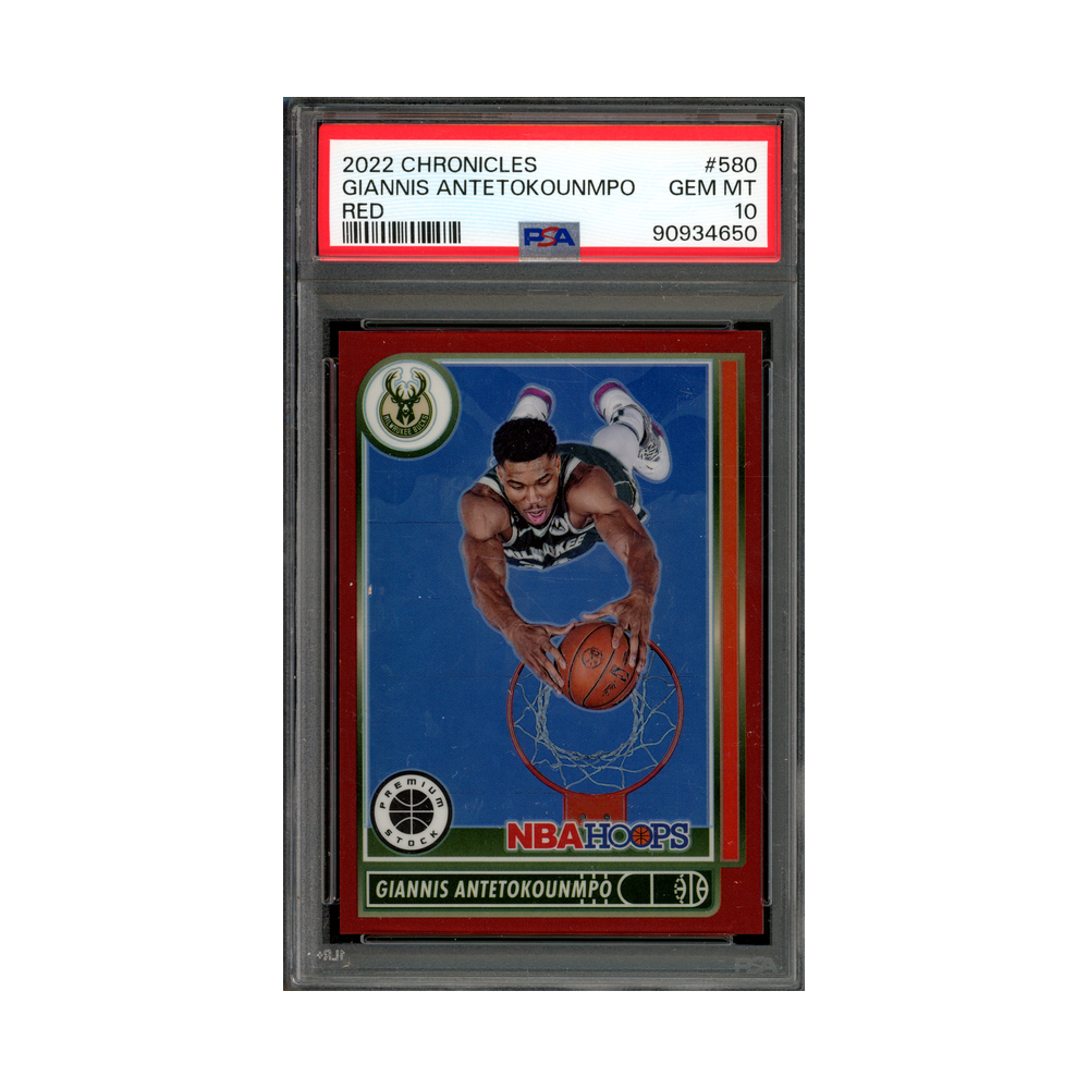 Giannis Antetokounmpo 2022 Panini Chronicles Basketball Red /149 PSA 10