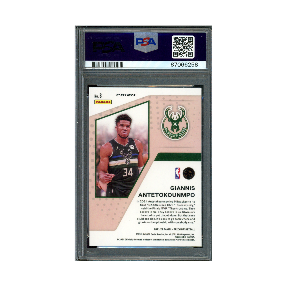 Giannis Antetokounmpo 2021 Panini Prizm Basketball Mindset Fast Break PSA 10