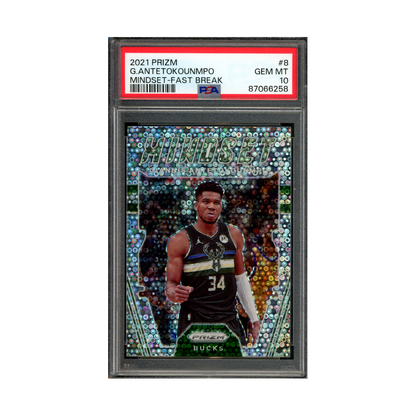 Giannis Antetokounmpo 2021 Panini Prizm Basketball Mindset Fast Break PSA 10