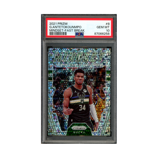 Giannis Antetokounmpo 2021 Panini Prizm Basketball Mindset Fast Break PSA 10