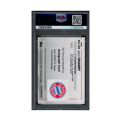 Serge Gnabry 2020-21 Topps Chrome Bundesliga Auto Orange Refractor /25 PSA 9