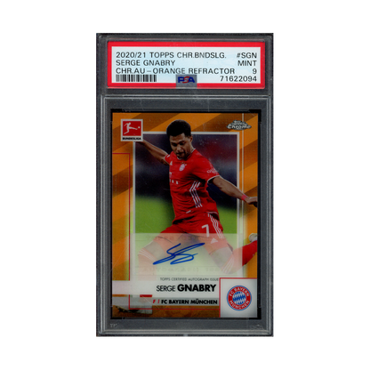 Serge Gnabry 2020-21 Topps Chrome Bundesliga Auto Orange Refractor /25 PSA 9