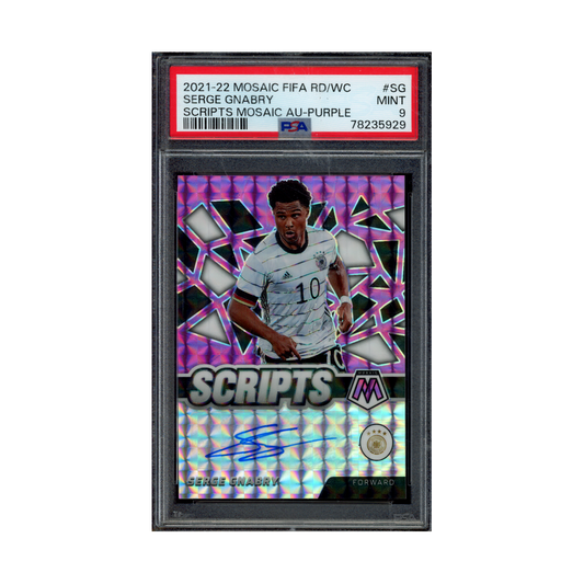 Serge Gnabry 2021-22 Mosaic WC Scripts Auto Purple /10 PSA 9