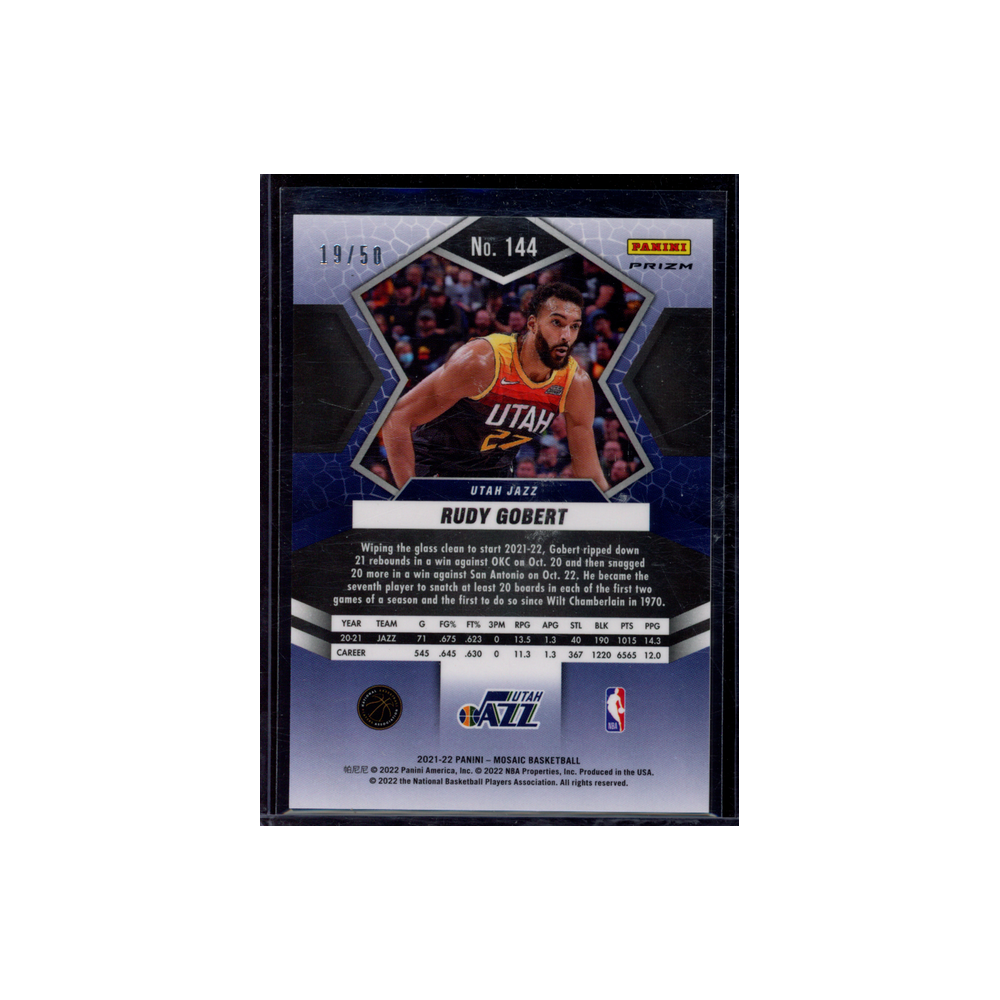 Rudy Gobert 2021-22 Panini Mosaic Basketball Purple Fast Break /50