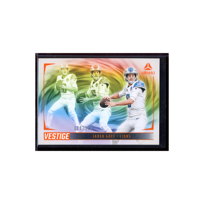 Jared Goff 2024 Panini Luminance Football Vestige Orange /100