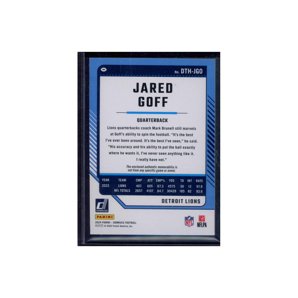 Jared Goff 2024 Panini Donruss Football Threads Jersey