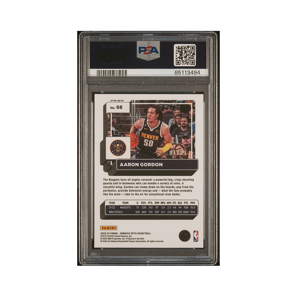 Aaron Gordon 2022-23 Panini Donruss Optic Basketball Black Velocity /39 PSA 10