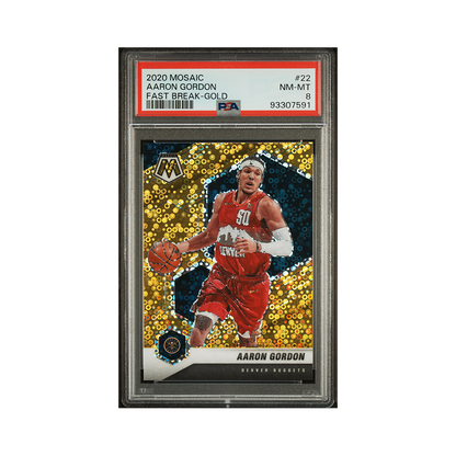 Aaron Gordon 2020-21 Panini Mosaic Basketball Fast Break Gold /10 PSA 8