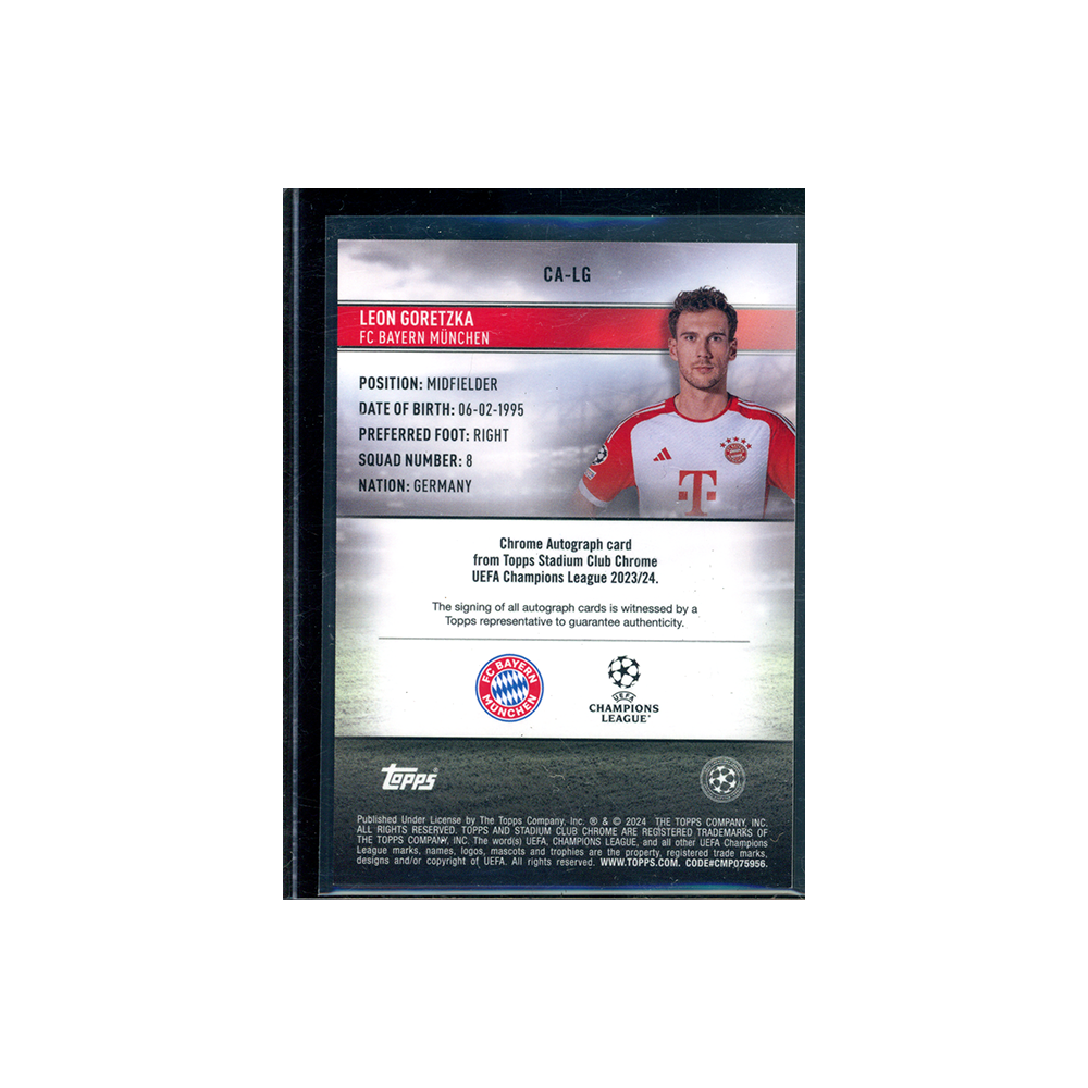 Leon Goretzka 2023-24 Topps Chrome Stadium Club Members Only Auto Gold Refractor /50