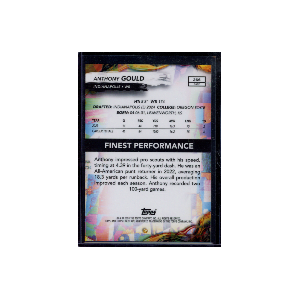 Anthony Gould 2024 Topps Finest Football Rookie Blue /49