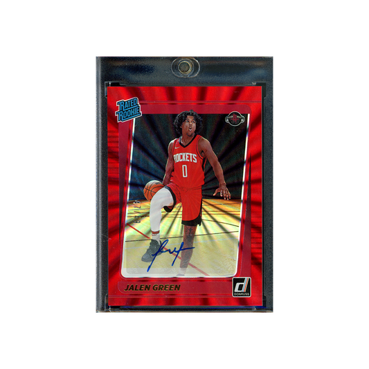 Jalen Green 2021-22 Panini Donruss Basketball Rated Rookie Auto Red Laser /49