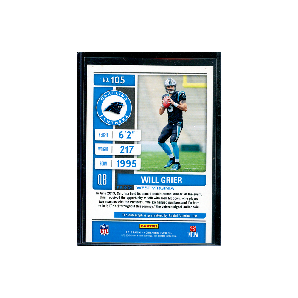 Will Grier 2019 Panini Contenders Football Rookie Ticket Auto Red