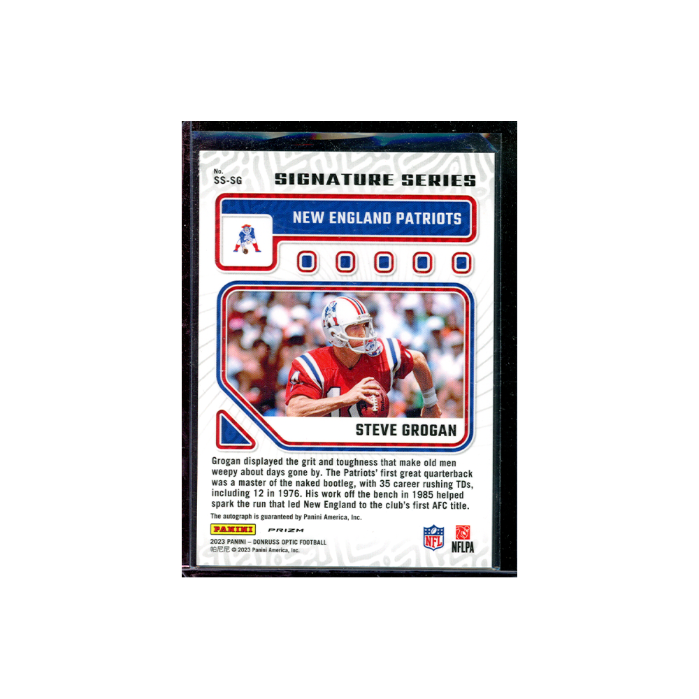 Steve Grogan 2023 Panini Donruss Optic Football Signature Series Auto Silver