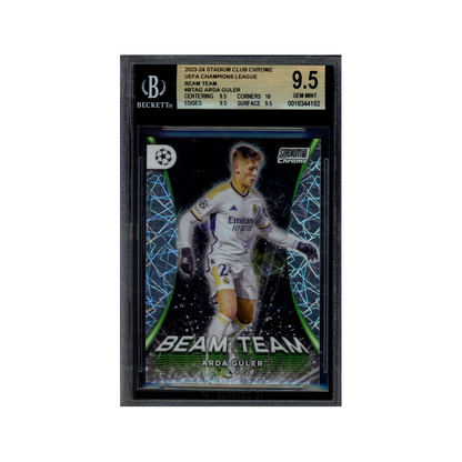 Arda Guler 2023-24 Topps Stadium Club Chrome UCL Beam Team BGS 9.5