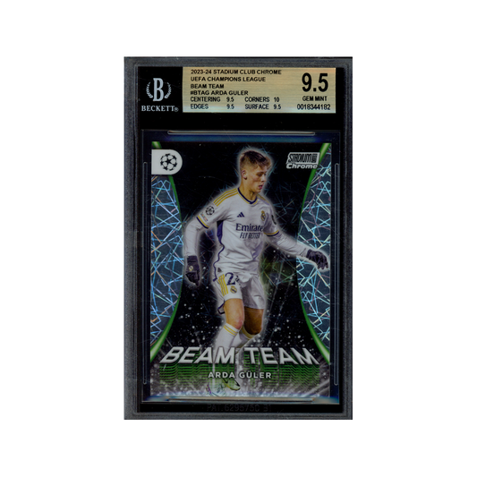 Arda Guler 2023-24 Topps Stadium Club Chrome UCL Beam Team BGS 9.5