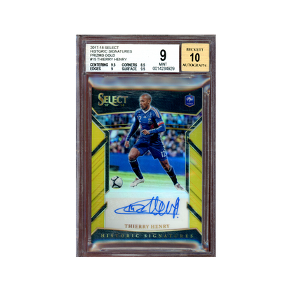 Thierry Henry 2017-18 Panini Select Historic Signatures Auto Gold Prizm /10 BGS 9/10