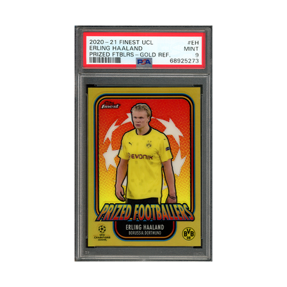 Erling Haaland 2020-21 Finest UCL Prized Footballers Gold Refractor /50 PSA 9