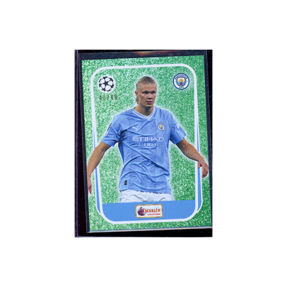 Erling Haaland 2022-23 Topps Merlin Heritage UCC Soccer Merlin Most Wanted Green /49