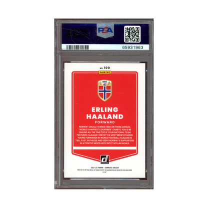 Erling Haaland 2021-22 Donruss WC Holo Orange Laser PSA 9