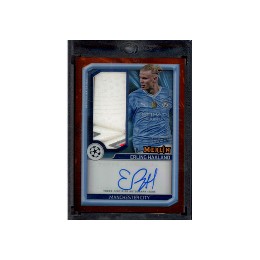Erling Haaland 2024 Topps Merlin Patch Auto Orange /25