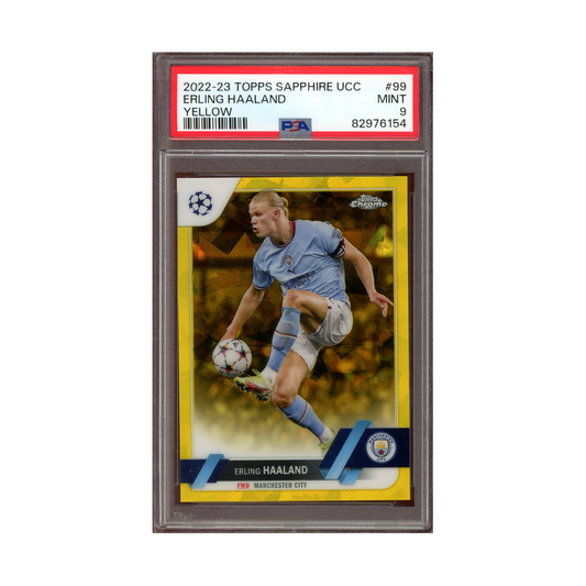 Erling Haaland 2022-23 Topps Sapphire UCC Yellow /99 PSA 9
