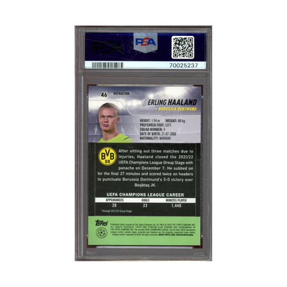 Erling Haaland 2021-22 Stadium Club Chrome Refractor PSA 9